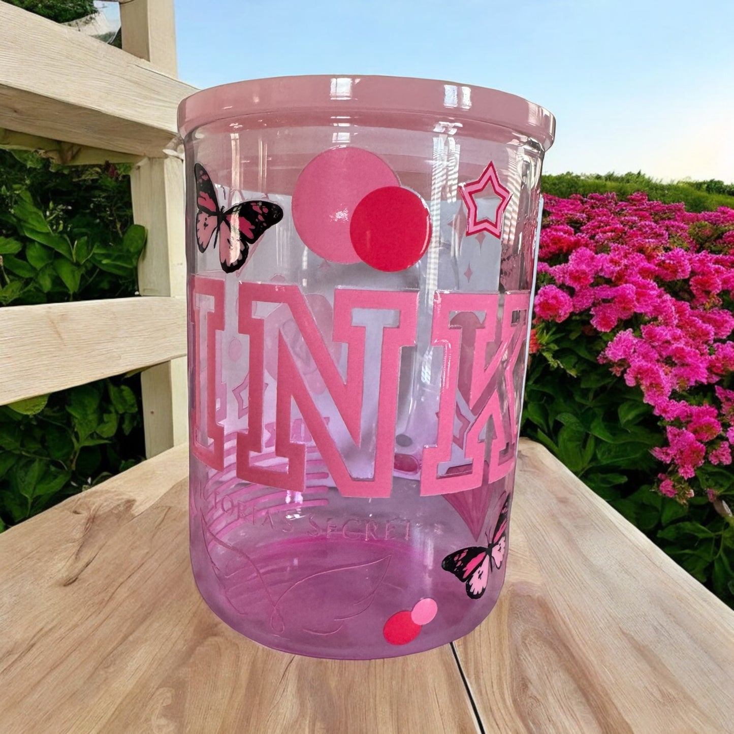 Pink inspired mason jar mug