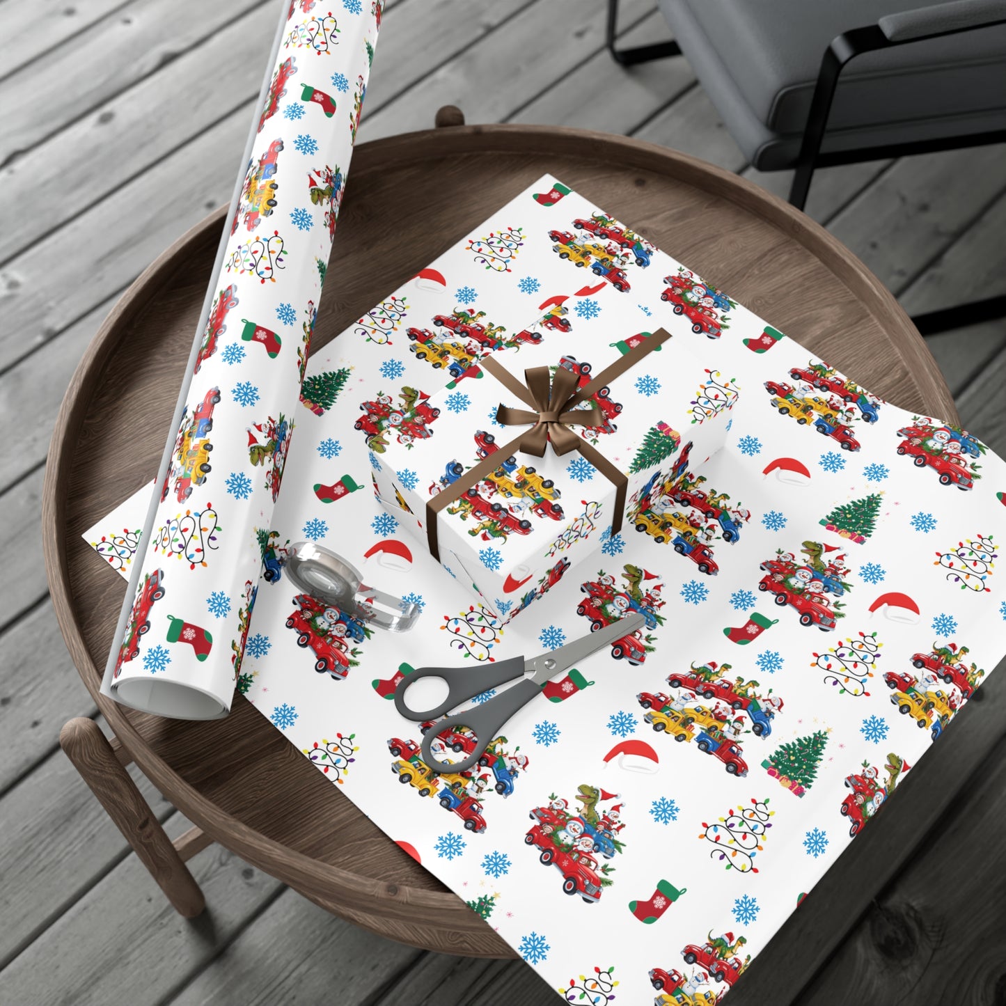 Christmas Dinosaur Gift Wrap Papers