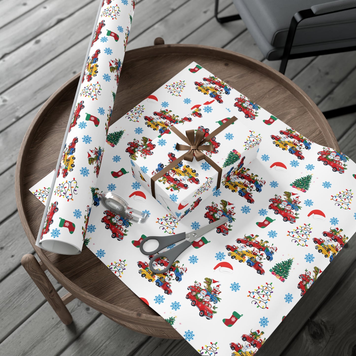 Christmas Dinosaur Gift Wrap Papers