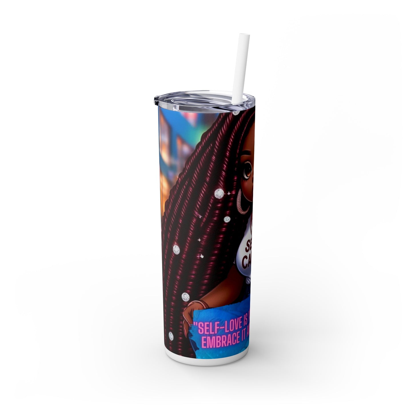 Self-Love Skinny Tumbler with Straw, 20oz